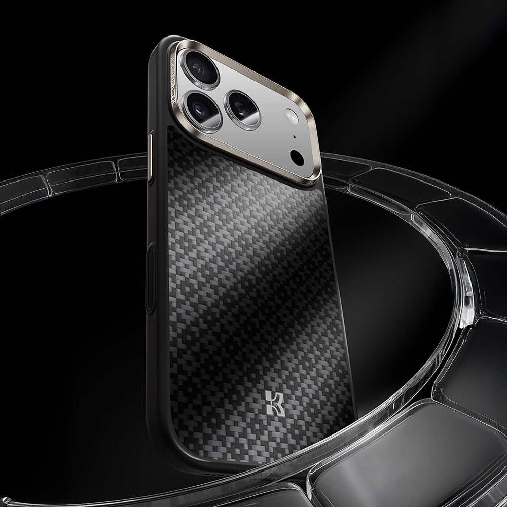 Apple iPhone 17 Pro Kılıf M-Safe Şarj Özellikli Benks ArmorPro ArmorGrid Serisi Kevlar Kapak Turuncu