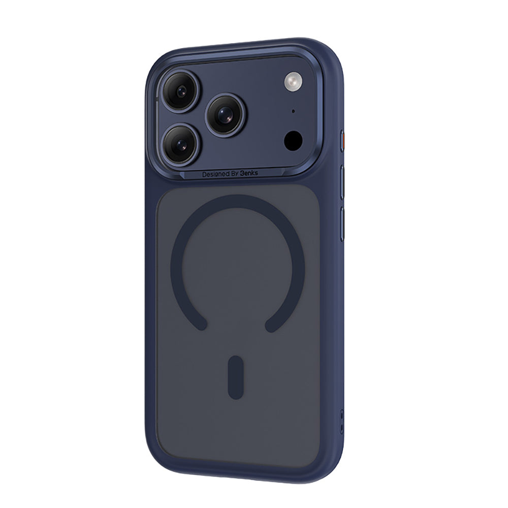 Apple iPhone 17 Pro Kılıf M-Safe Şarj Özellikli Benks Mist C-Magnet Kapak Mavi