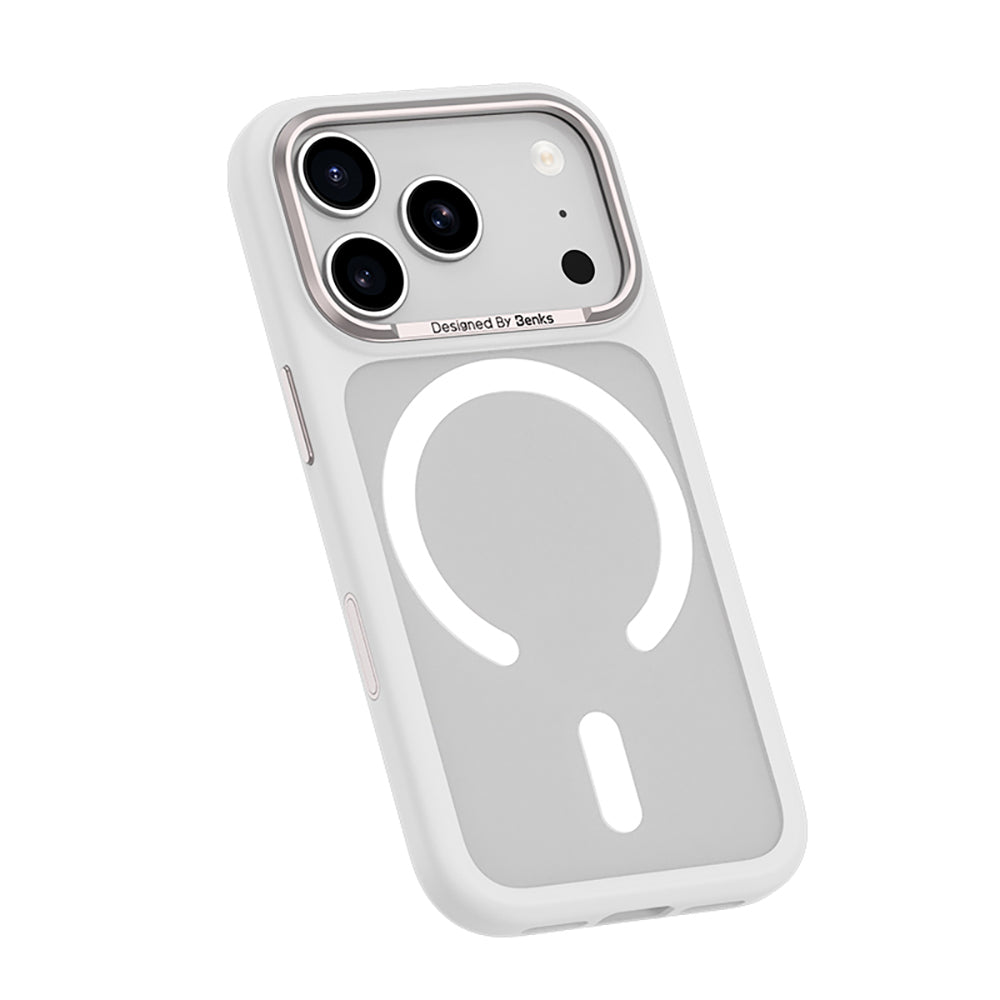 Apple iPhone 17 Pro Kılıf M-Safe Şarj Özellikli Benks Mist C-Magnet Kapak Beyaz