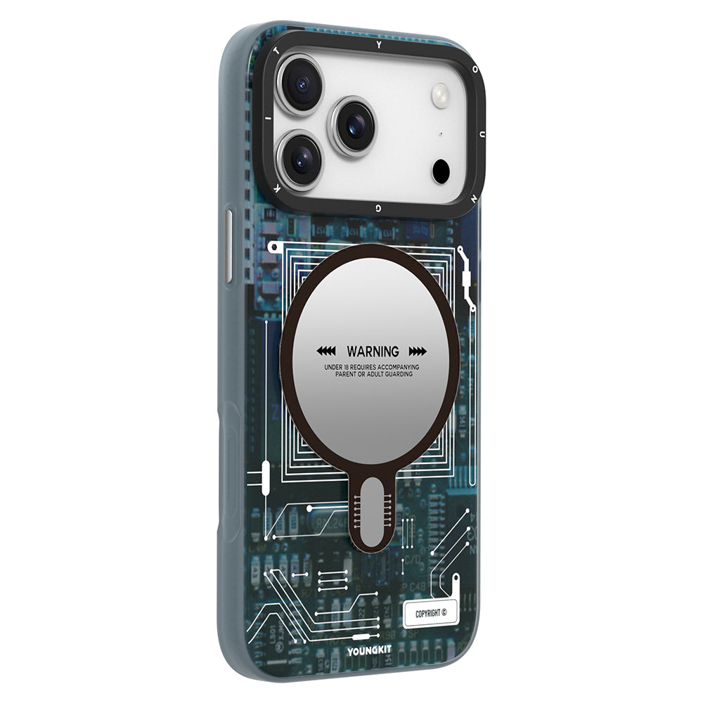 Apple iPhone 17 Pro Kılıf M-safe Şarj Özellikli Kamera Denetim Butonlu Youngkit Technology Serisi Kapak Turuncu