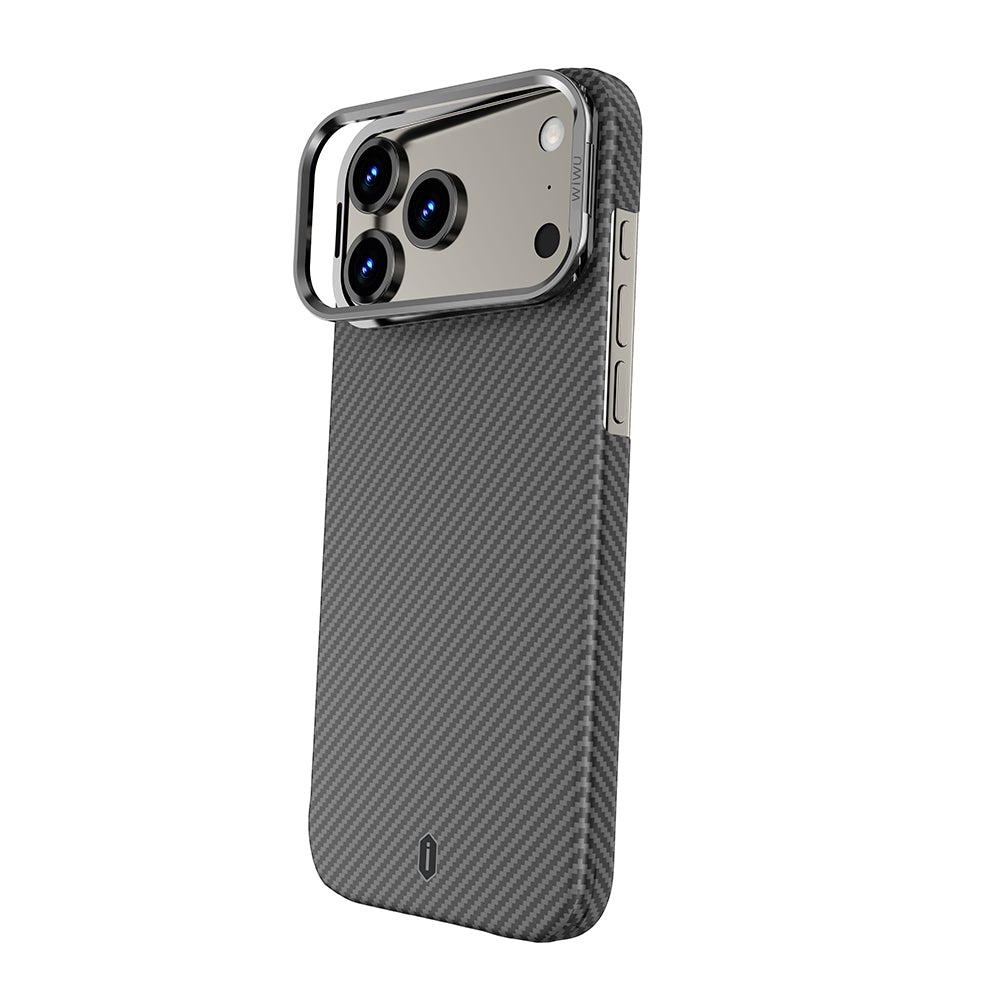 Apple iPhone 17 Pro Kılıf M-safe Şarj Özellikli Kamera Standlı Wiwu DCC-206 Aramid Air Kapak Siyah