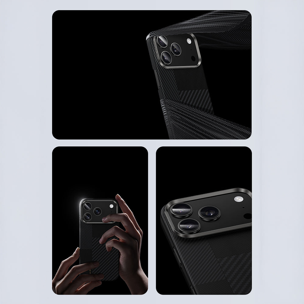 Apple iPhone 17 Pro Kılıf M-safe Şarj Özellikli Karbon Fiber Benks Montage ArmorAir Kevlar Kapak Siyah
