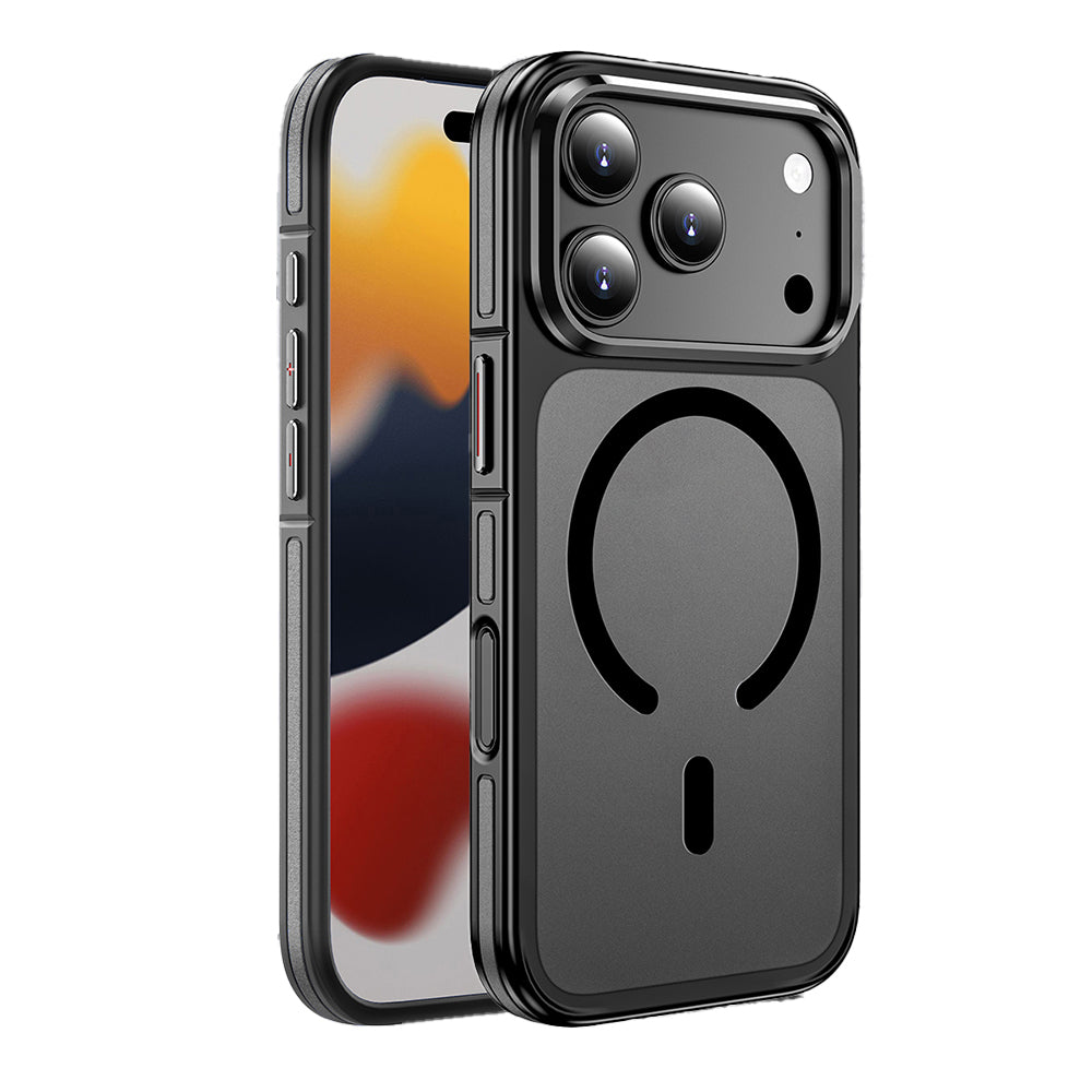 Apple iPhone 17 Pro Kılıf M-safe Şarj Özellikli Mat Görünümlü Wlons Vevo Kapak Siyah