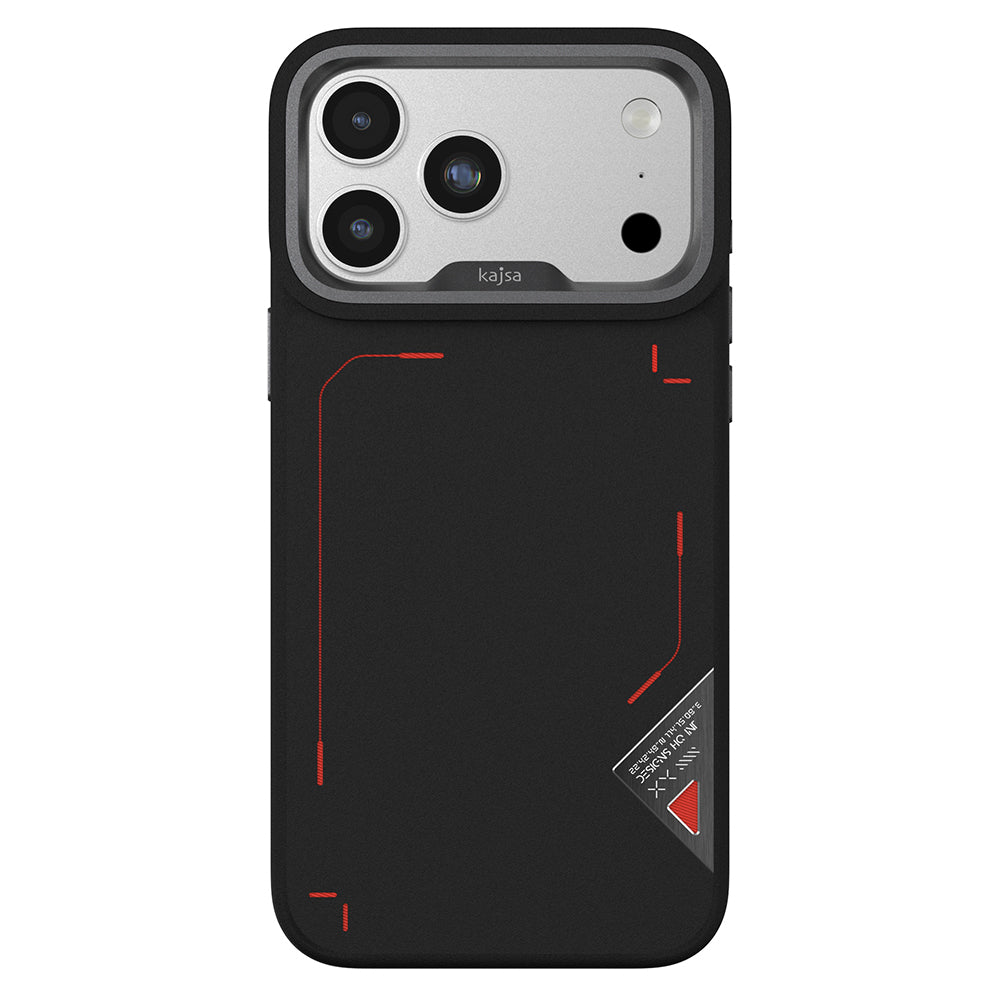 Apple iPhone 17 Pro Kılıf M-safe Şarj Özellikli O-Ring Metal Kamera Çerçeveli Kajsa Matrix Collection Kapak Siyah