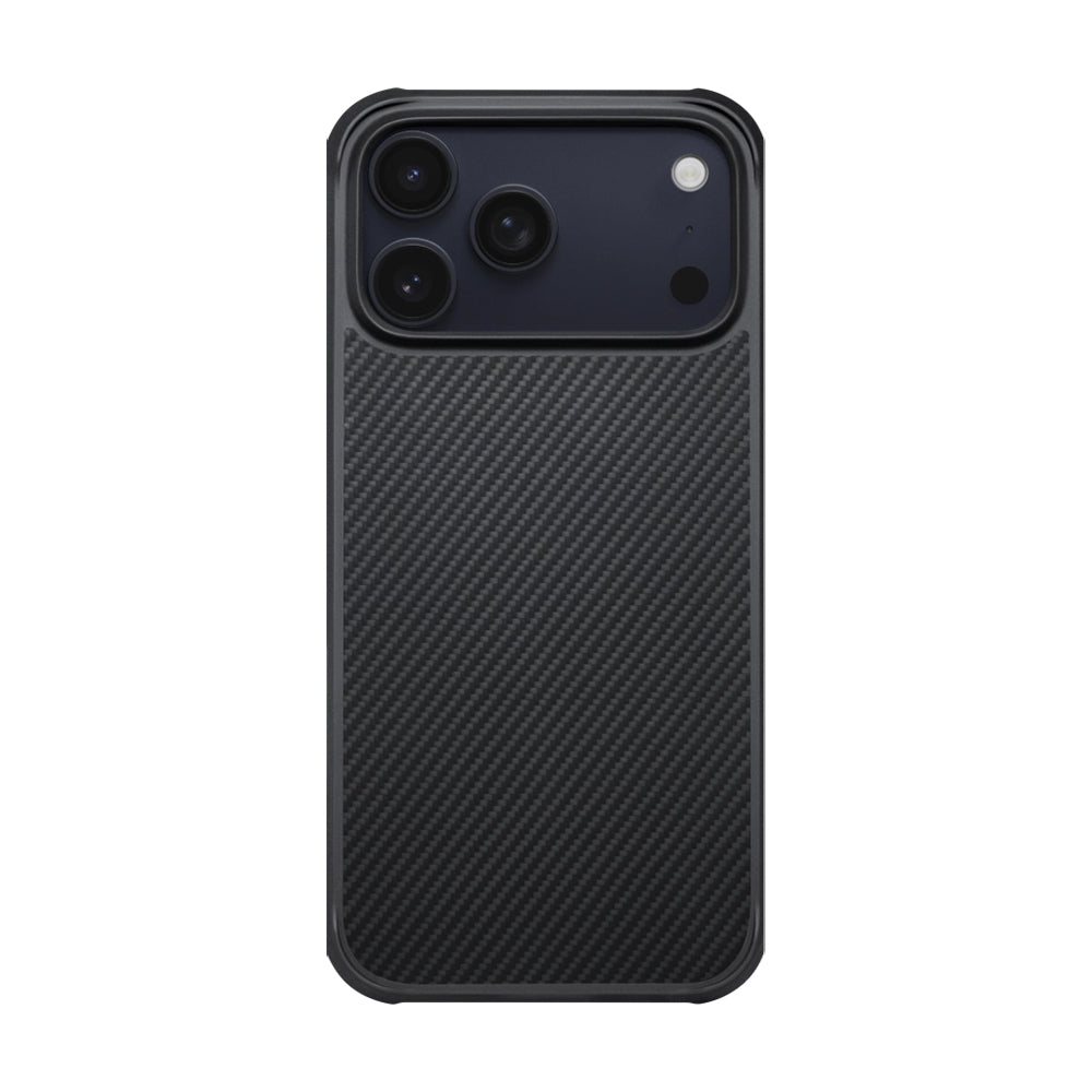 Apple iPhone 17 Pro Kılıf M-safe Şarj Özellikli Pitaka Aramid Pro Guard Serisi Black-Gray Kapak Siyah-Gri