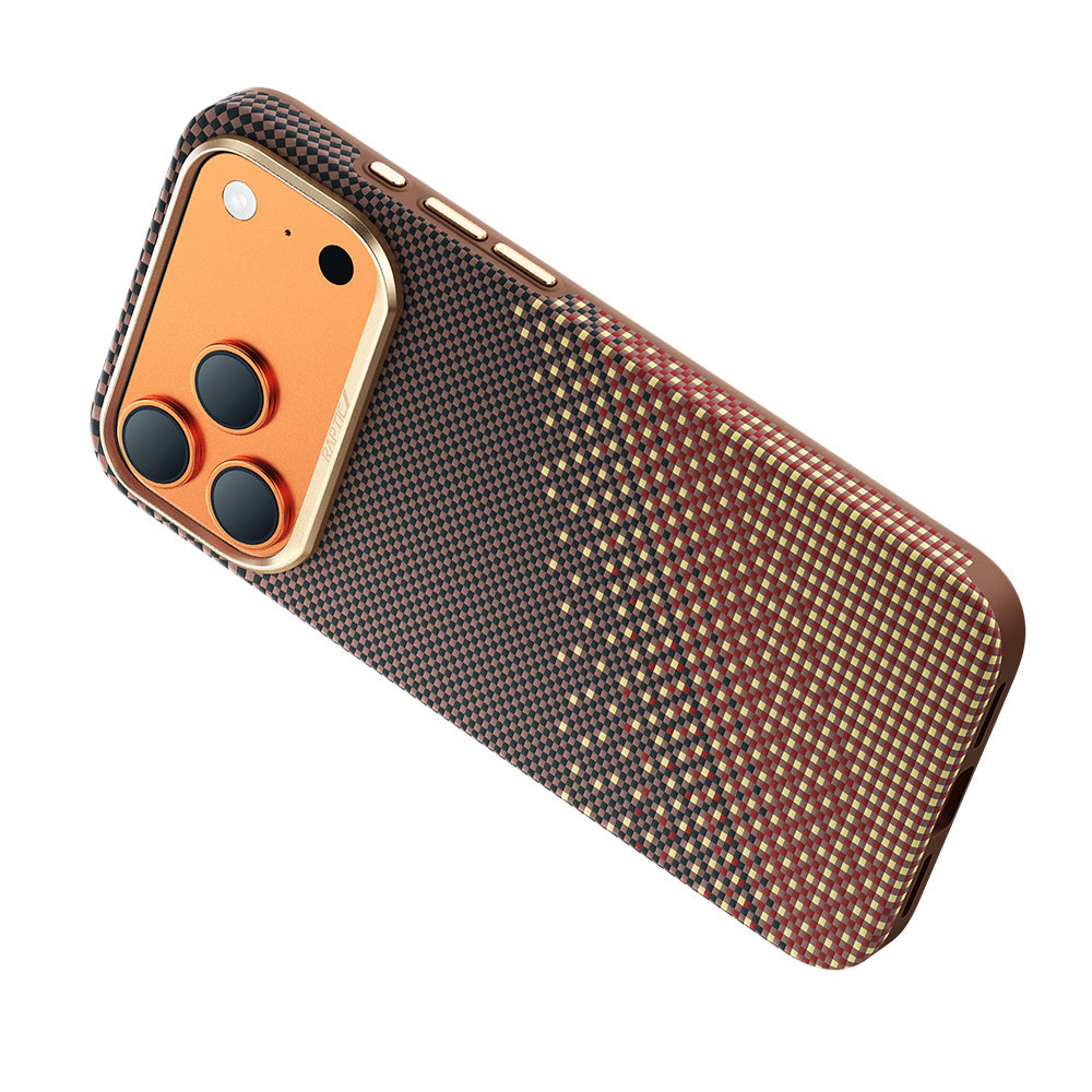 Apple iPhone 17 Pro Kılıf M-safe Şarj Özellikli Raptic Aramid Dual Ultra Serenity Serisi Kapak Kahverengi