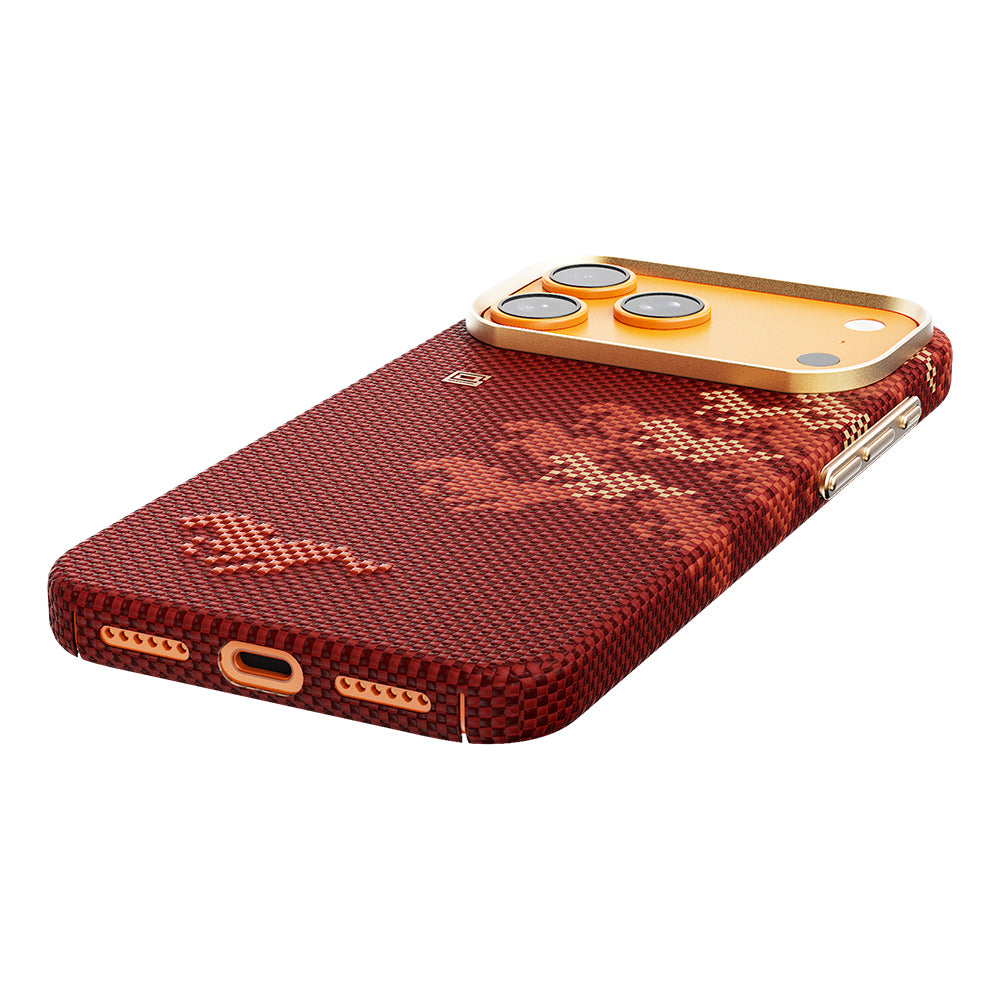 Apple iPhone 17 Pro Kılıf M-safe Şarj Özellikli Raptic Aramid Skin Chivalry Serisi Kapak Kırmızı