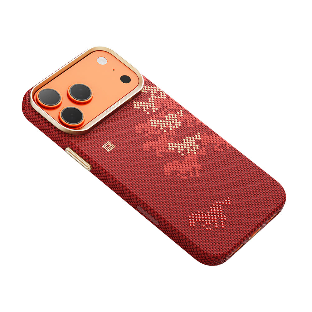 Apple iPhone 17 Pro Kılıf M-safe Şarj Özellikli Raptic Aramid Skin Chivalry Serisi Kapak Kırmızı