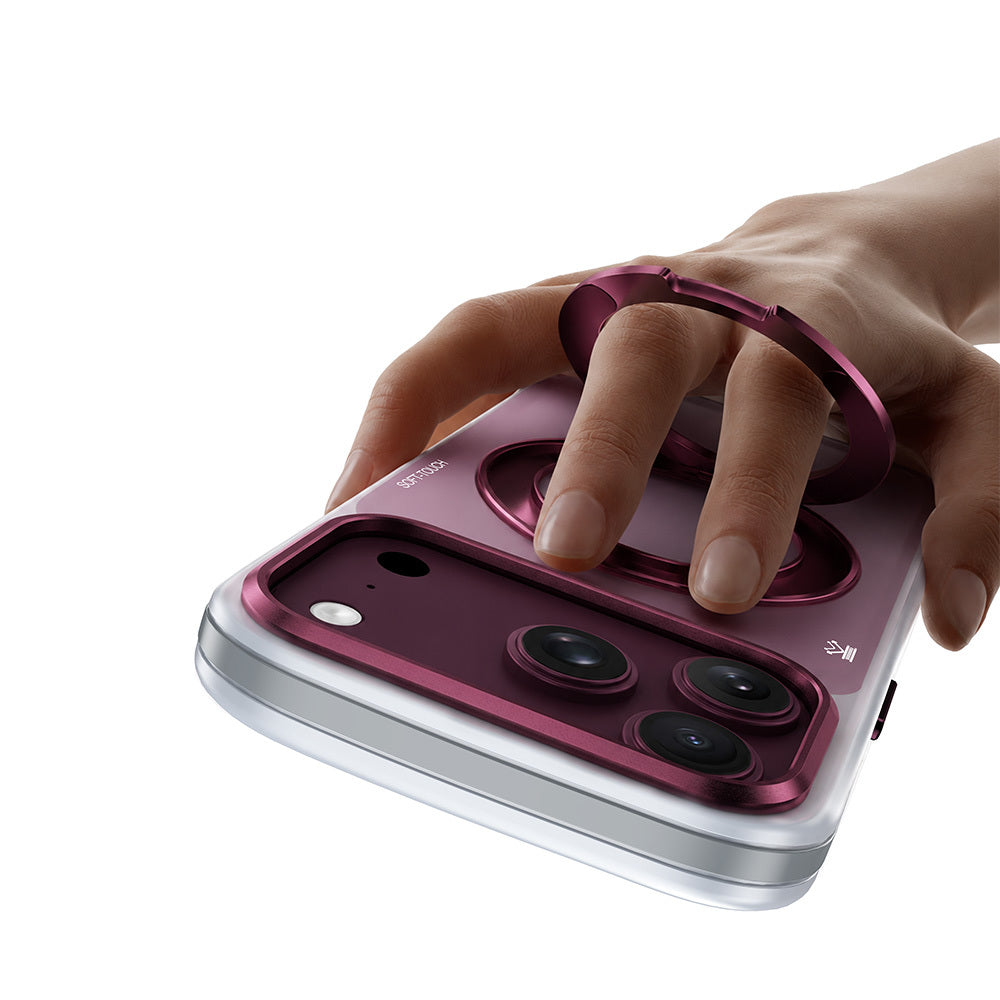 Apple iPhone 17 Pro Kılıf M-safe Şarj Özellikli Sert PC Wlons Arvox Standlı Kapak Bordo