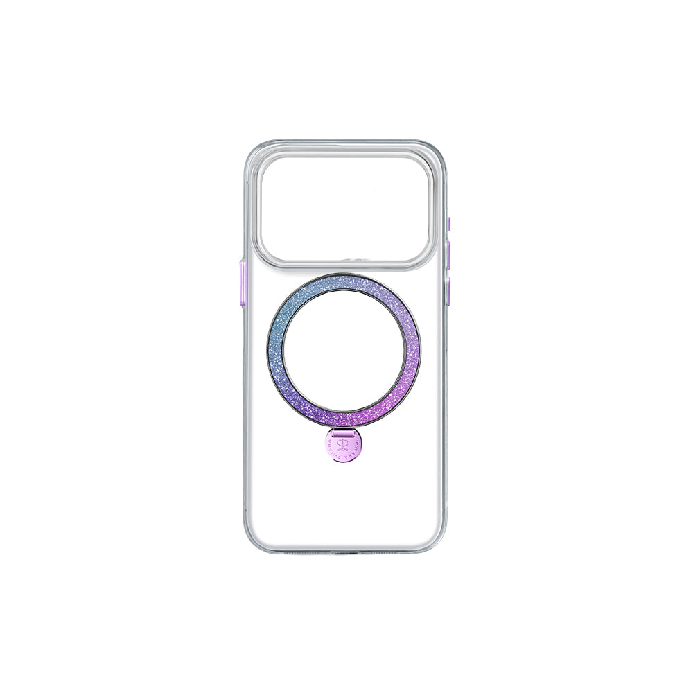 Apple iPhone 17 Pro Kılıf M-safe Şarj Özellikli Simli Standlı Pynana Dancing Circle Trendy Serisi Kapak Mor