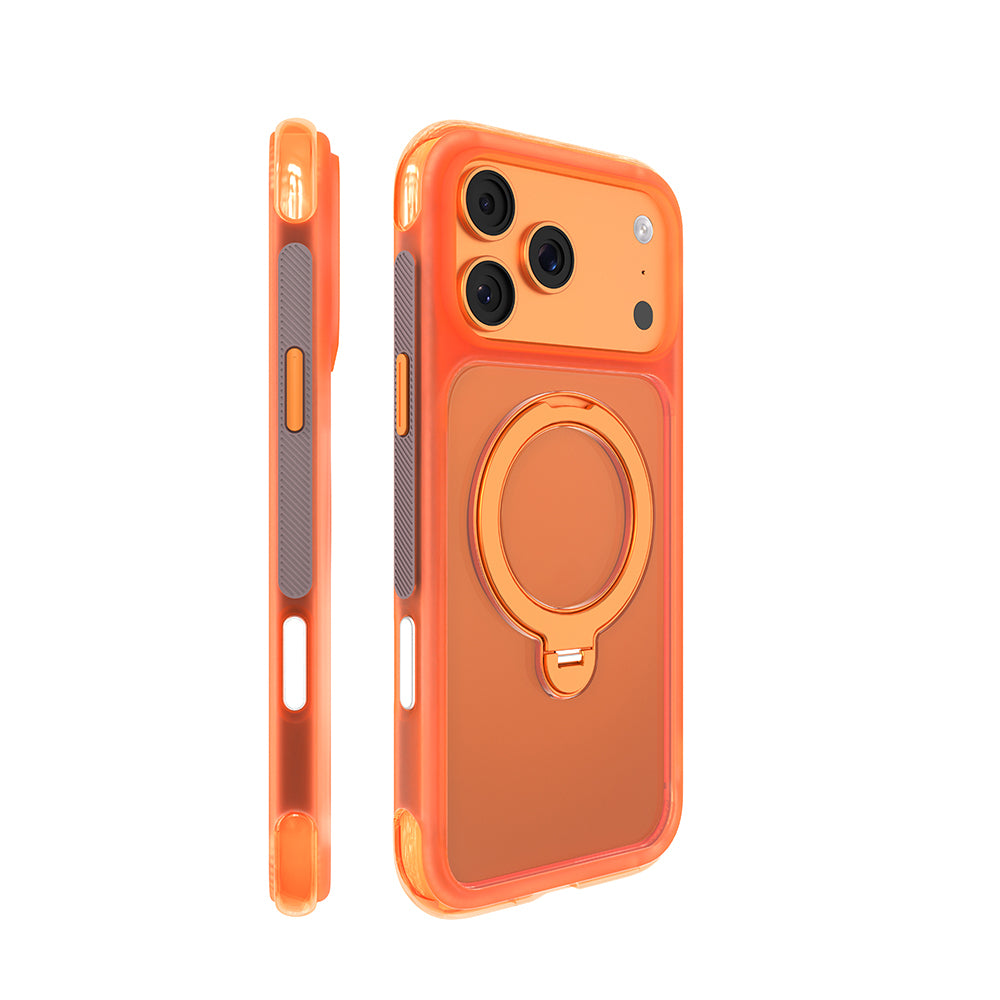 Apple iPhone 17 Pro Kılıf M-safe Şarj Özellikli Standlı Airbag Tasarımlı Mutural Air Shield Serisi Kapak Turuncu