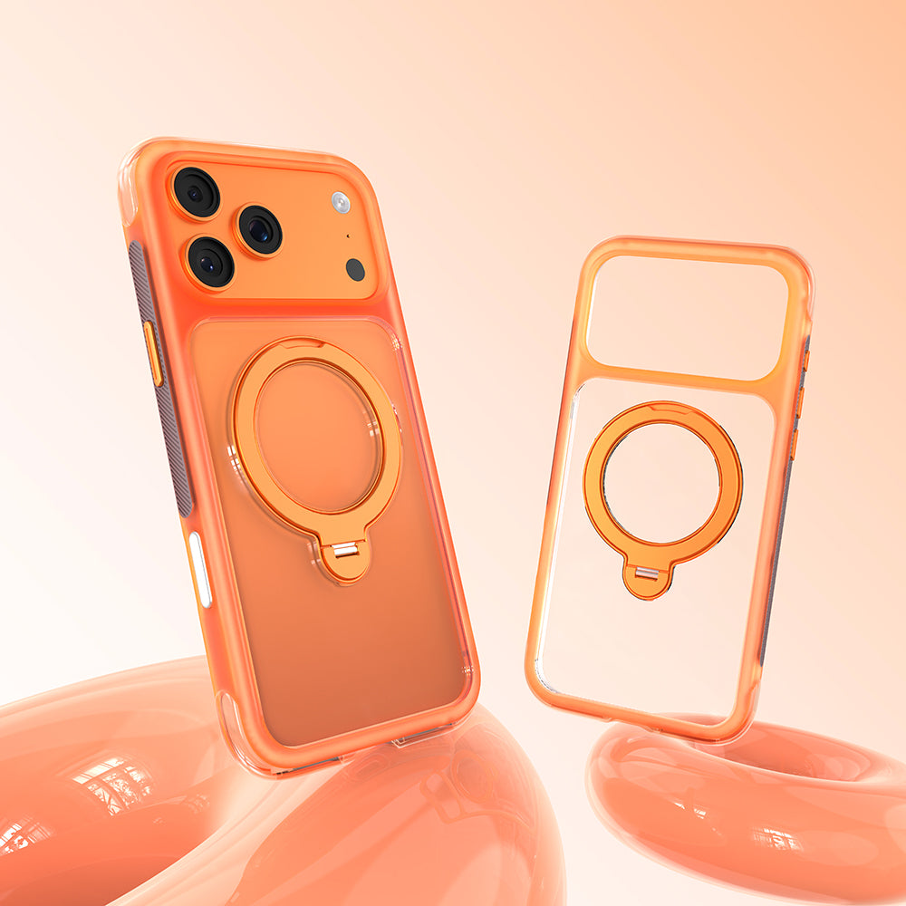 Apple iPhone 17 Pro Kılıf M-safe Şarj Özellikli Standlı Airbag Tasarımlı Mutural Air Shield Serisi Kapak Turuncu