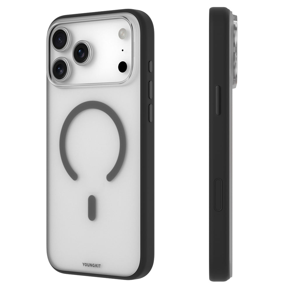 Apple iPhone 17 Pro Kılıf M-safe Şarj Özellikli Youngkit Clear Serisi Kapak Siyah
