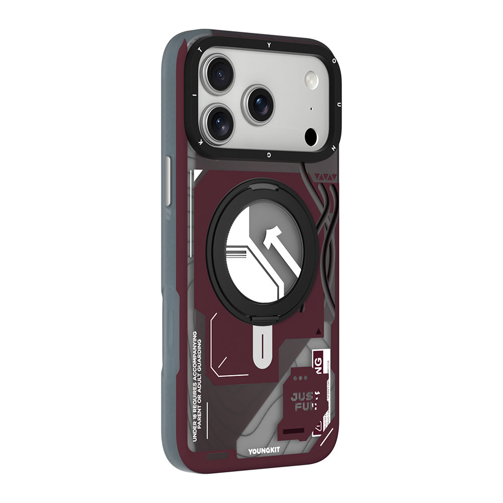 Apple iPhone 17 Pro Kılıf M-safe Şarj Özellikli Youngkit Starship Serisi Kapak Bordo