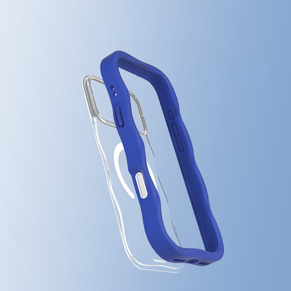 Apple iPhone 17 Pro Kılıf M-safe Şarj Özellikli Youngkit Wave Clear Serisi Kapak Lacivert