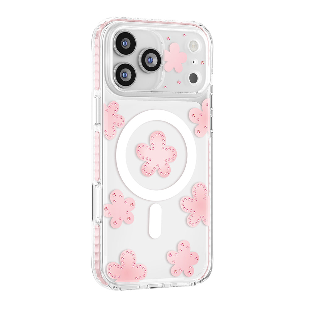 Apple iPhone 17 Pro Kılıf M-Safe Şarj Özellikli Zore Paris Elvo Sert PC Kapak Pembe