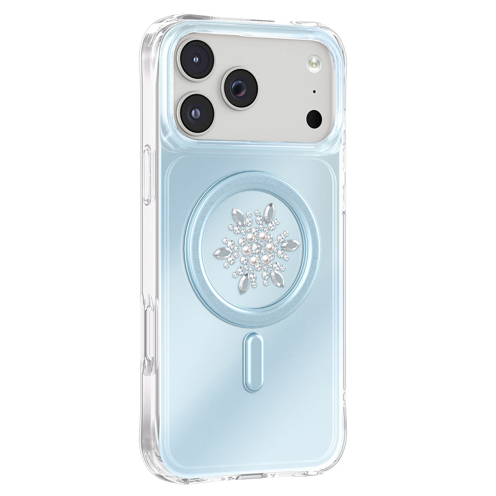 Apple iPhone 17 Pro Kılıf M-Safe Şarj Özellikli Zore Paris Mova Sert PC Kapak Mavi