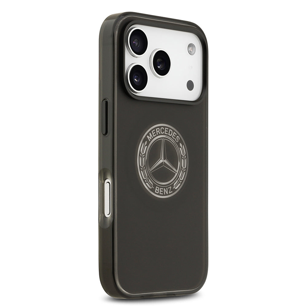 Apple iPhone 17 Pro Kılıf Mercedes Benz Orjinal Lisanslı M-safe Şarj Özellikli Buzlu PC Nostaljik Yıldız Dizayn Kapak Siyah