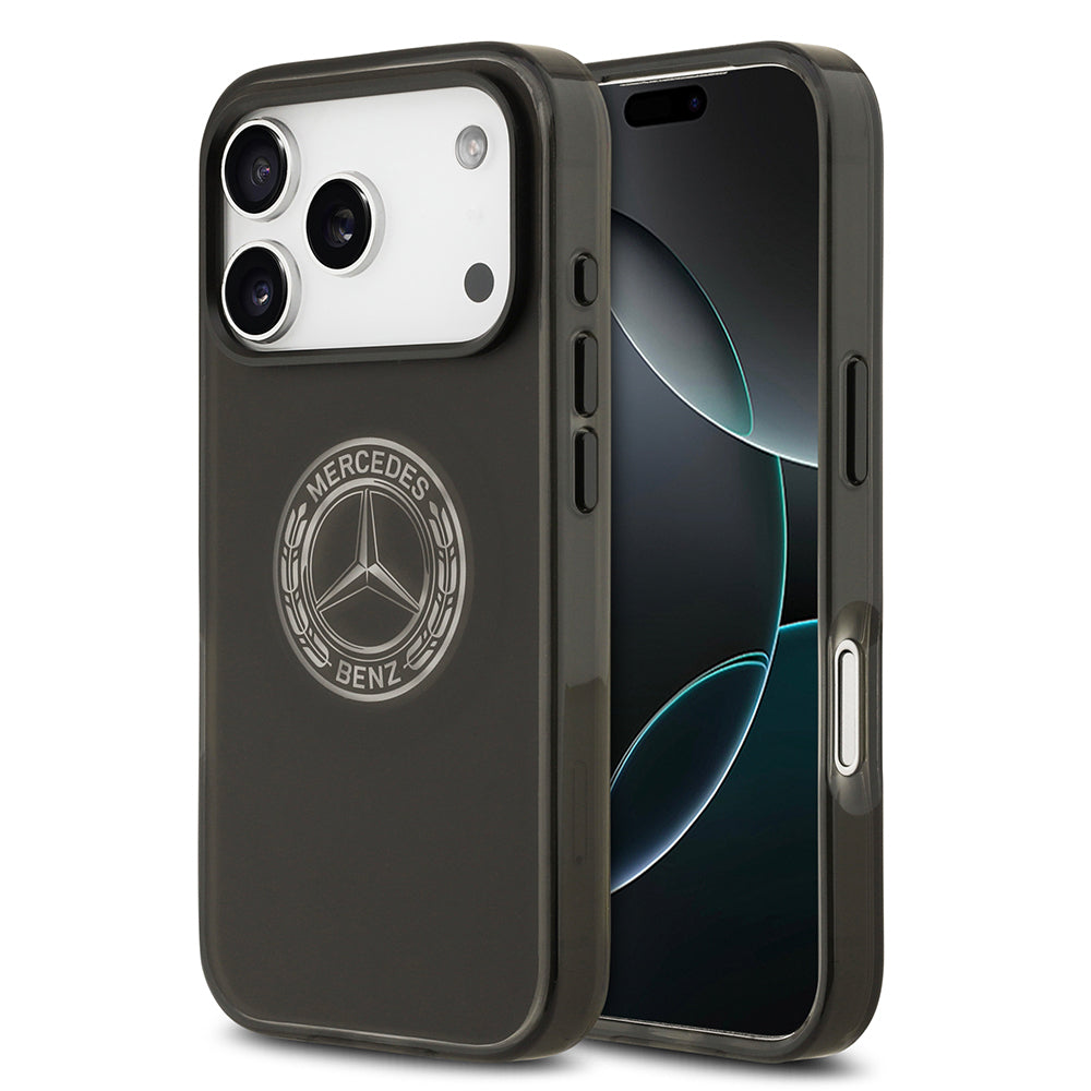 Apple iPhone 17 Pro Kılıf Mercedes Benz Orjinal Lisanslı M-safe Şarj Özellikli Buzlu PC Nostaljik Yıldız Dizayn Kapak Siyah
