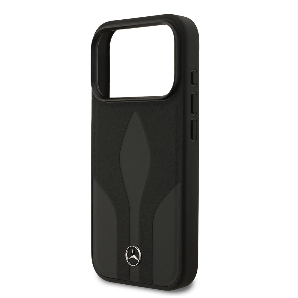 Apple iPhone 17 Pro Kılıf Mercedes Benz Orjinal Lisanslı M-safe Şarj Özellikli Dokulu Desenli Deri Kapak Kahverengi