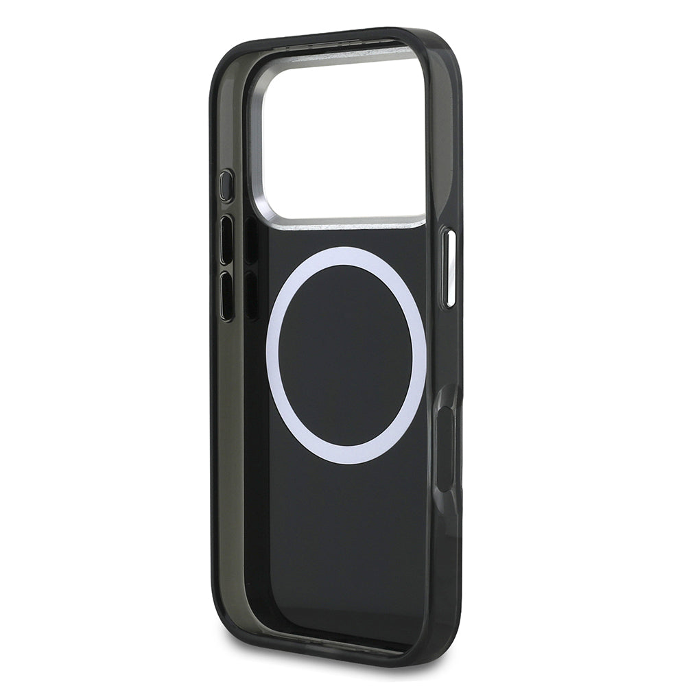 Apple iPhone 17 Pro Kılıf Orjinal Lisanslı M-safe Şarj Özellikli Karl Lagerfeld IML Baskılı Monogram Dizayn Kapak Siyah