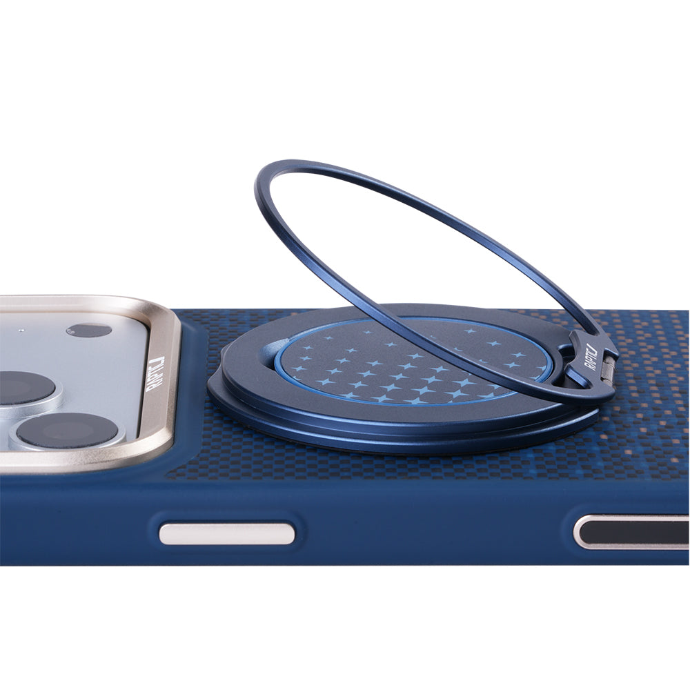 Apple iPhone 17 Pro Kılıf Raptic 2in1 Bundle Kit Aramid Skin Serenity Serisi Stand ve Kapak Lacivert