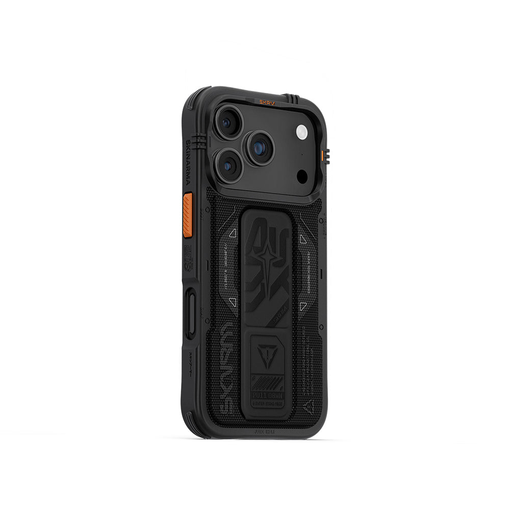 Apple iPhone 17 Pro Kılıf SkinArma M-safe Şarj Özellikli Airbag Tasarımlı Standlı Phantom Kapak Siyah