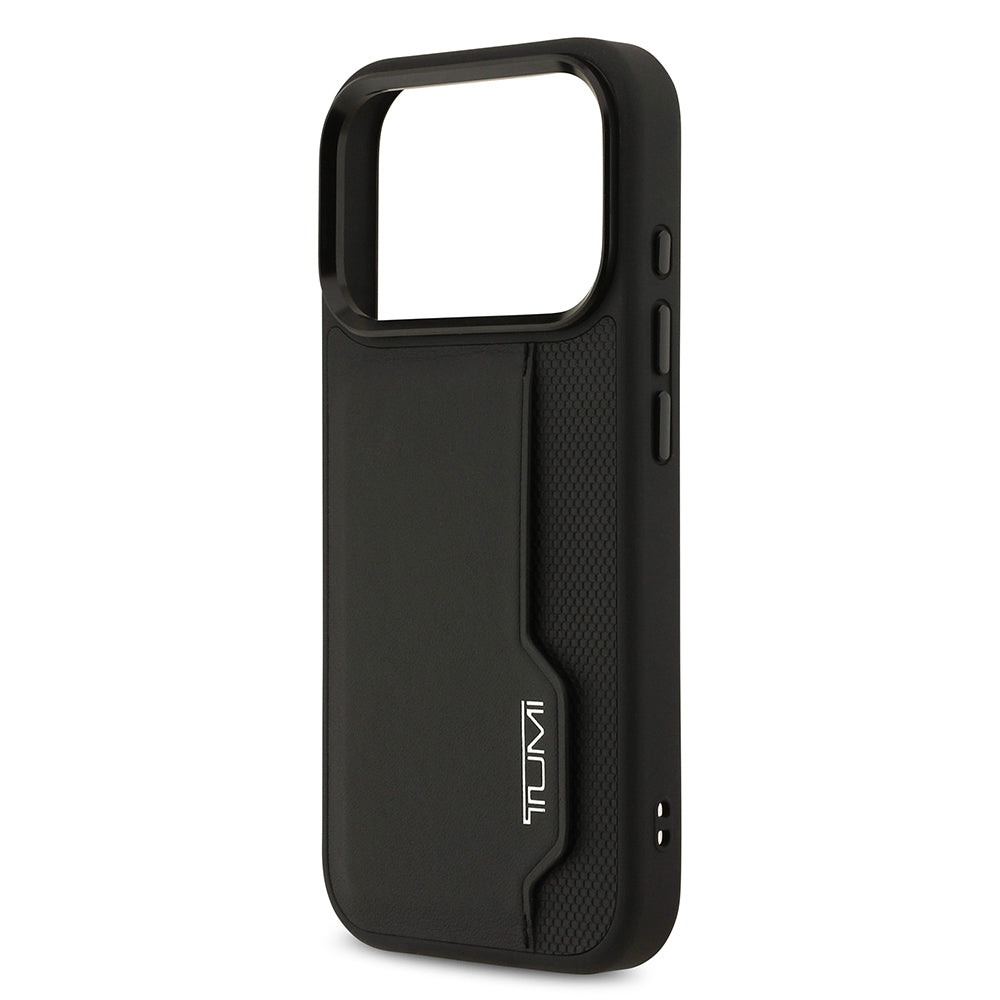 Apple iPhone 17 Pro Kılıf TUMI Orjinal Lisanslı Deri Dikey Kartlıklı Kapak Siyah