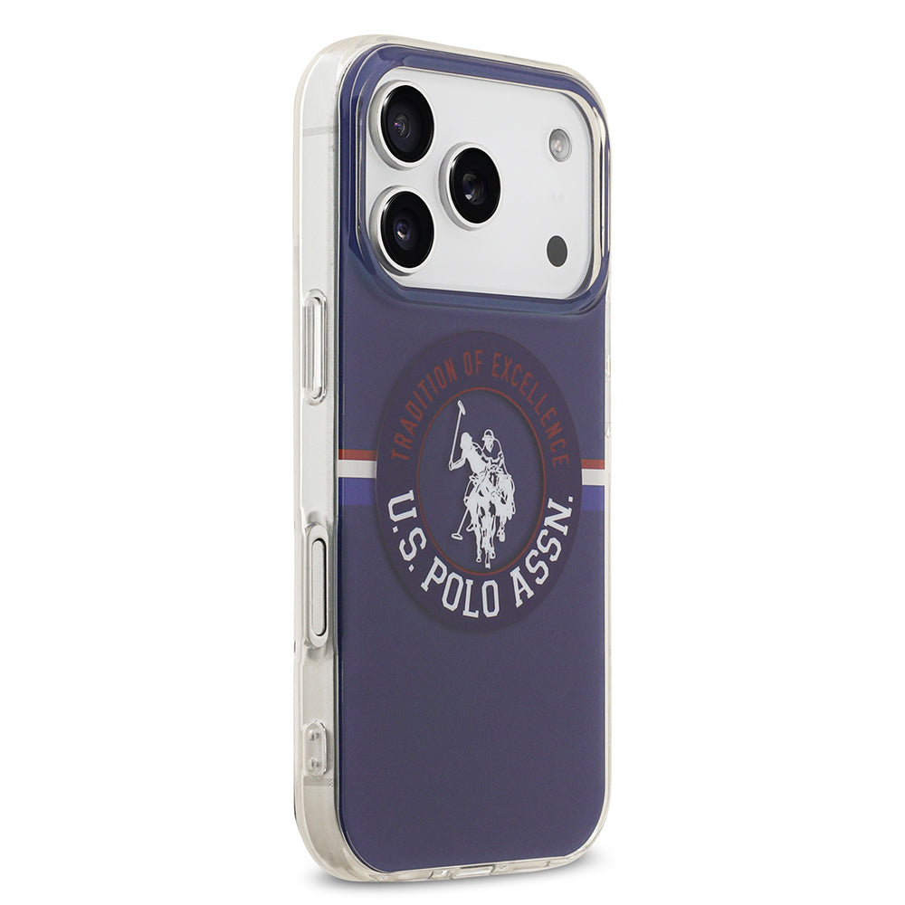 Apple iPhone 17 Pro Kılıf U.S. Polo Assn. Orjinal Lisanslı M-safe Şarj Özellikli IML Stripe Logolu Kapak Lacivert