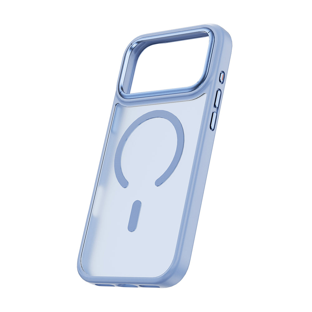 Apple iPhone 17 Pro Kılıf Wiwu FGG-012 ArmorPro Serisi M-safe Şarj Özellikli Parmak İzi Bırakmayan Kılıf Açık Mavi
