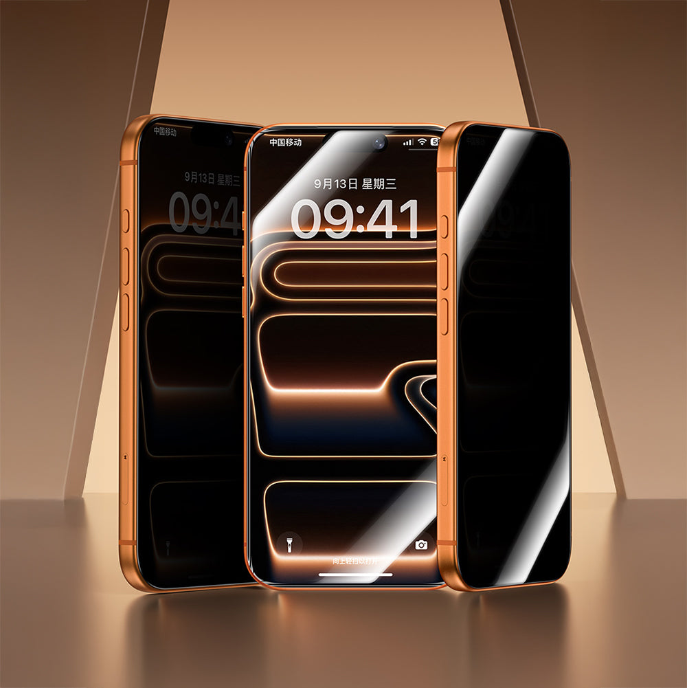 (17 Serisi)Apple iPhone Benks Glass Warrior 2.0 EZFita Privacy Hayalet Cam Ekran Koruyucu + Kolay Uygulama Aparatı Siyah