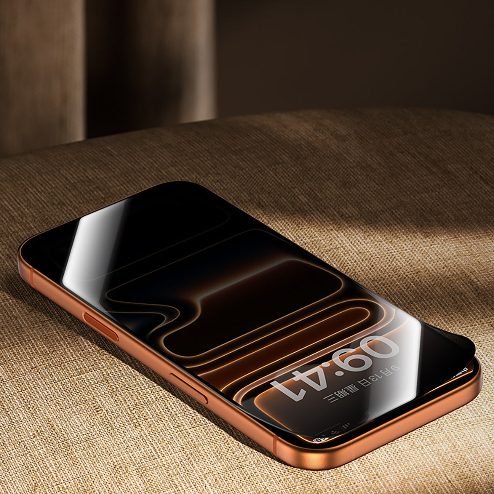 (17 Serisi)Apple iPhone Benks Glass Warrior 2.0 EZFita Privacy Hayalet Cam Ekran Koruyucu + Kolay Uygulama Aparatı Siyah