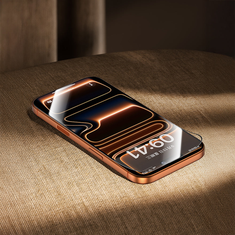 (17 Serisi)Apple iPhone Benks Glass Warrior 2.0 EZFita Safir Cam Ekran Koruyucu + Kolay Uygulama Aparatı Şeffaf