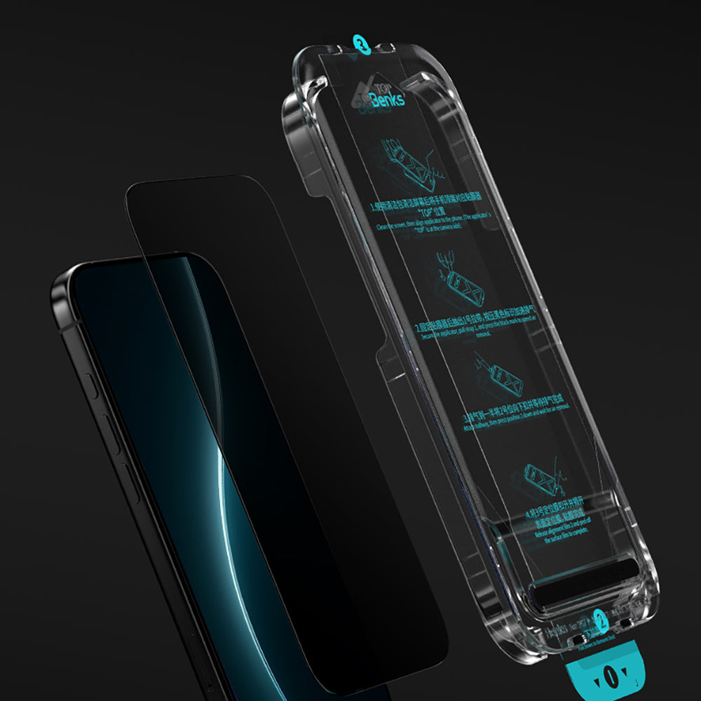 Apple iPhone 17 Pro Max Benks Glass Warrior Privacy HD 0.3mm Cam Ekran Koruyucu 10'lu Paket Siyah