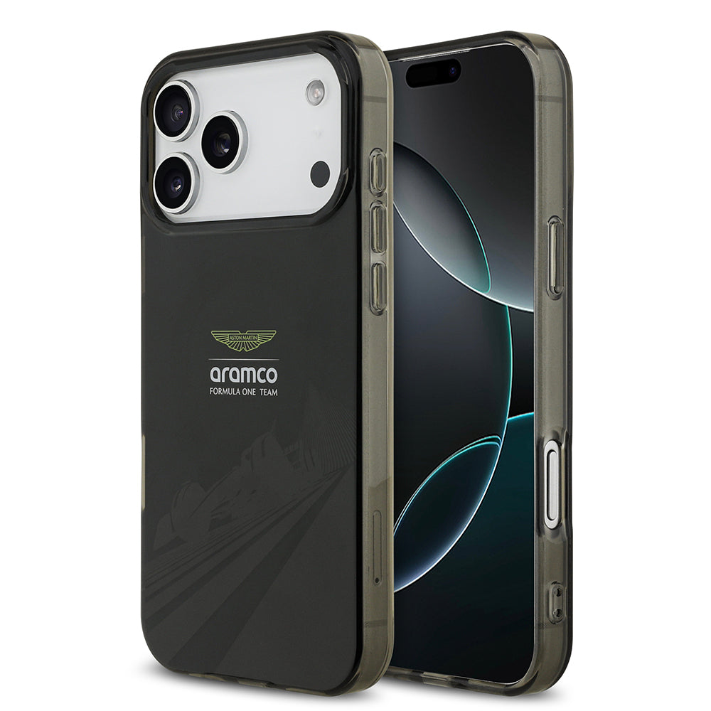 Apple iPhone 17 Pro Max Kılıf Aston Martin Orjinal Lisanslı M-safe Şarj Özellikli IML Baskı Logolu Formula Tasarımlı Kapak Siyah