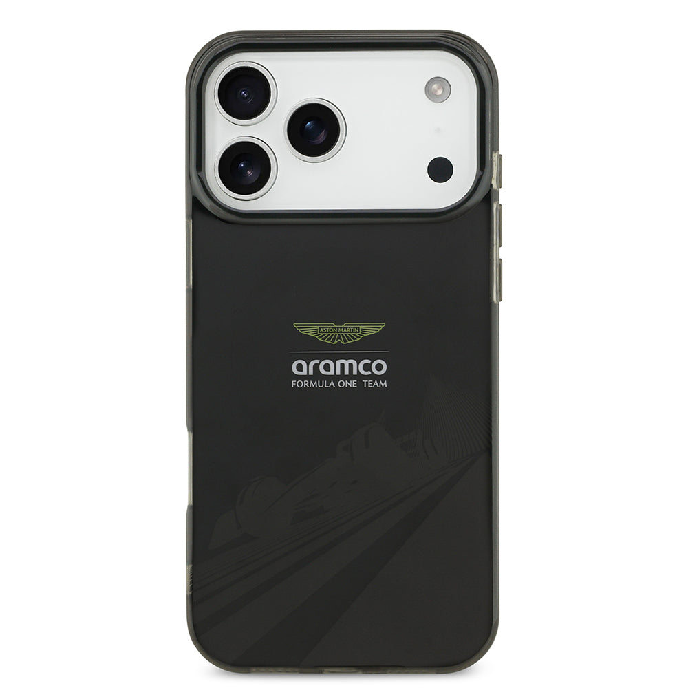 Apple iPhone 17 Pro Max Kılıf Aston Martin Orjinal Lisanslı M-safe Şarj Özellikli IML Baskı Logolu Formula Tasarımlı Kapak Siyah