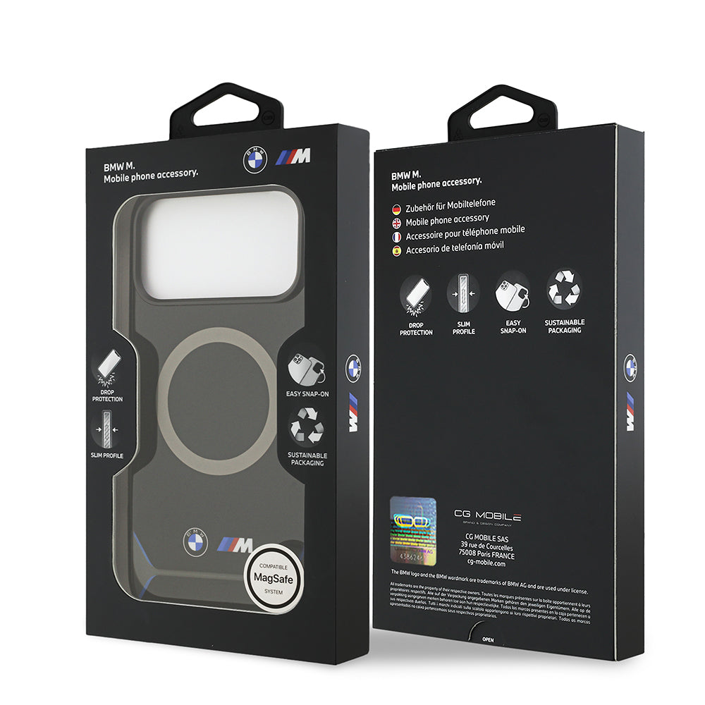 Apple iPhone 17 Pro Max Kılıf BMW Orjinal Lisanslı M-safe Şarj Özellikli Metal Buton Tasarımlı IML Baskılı M Dizayn Kapak Mavi