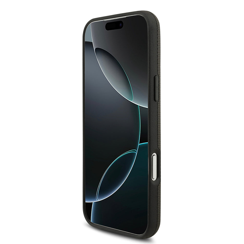 Apple iPhone 17 Pro Max Kılıf BMW Orjinal Lisanslı M-safe Şarj Özellikli Metal Logolu Delikli M Dizayn Deri Kapak Füme