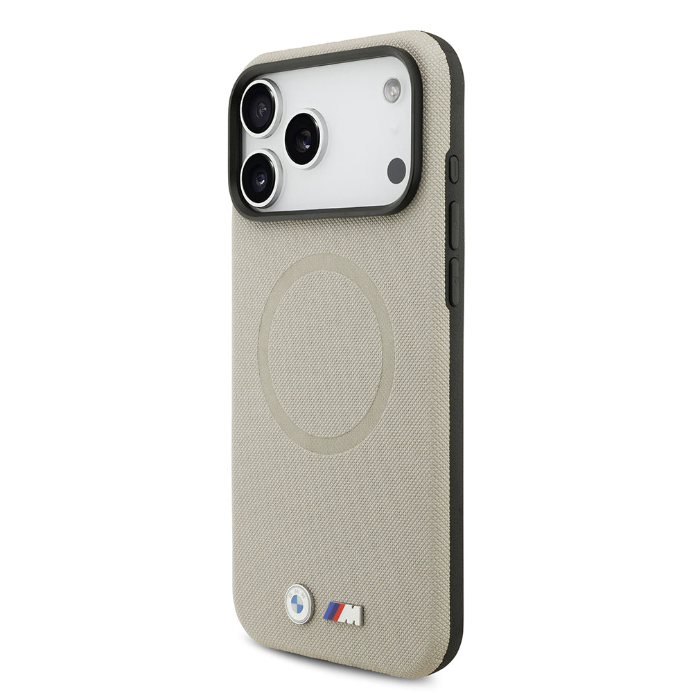 Apple iPhone 17 Pro Max Kılıf BMW Orjinal Lisanslı M-safe Şarj Özellikli Metal Logolu Delikli M Dizayn Deri Kapak Gri