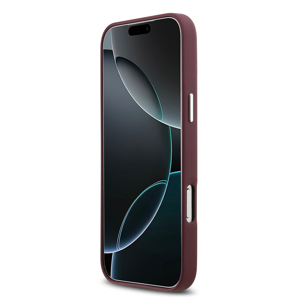 Apple iPhone 17 Pro Max Kılıf BMW Orjinal Lisanslı M-safe Şarj Özellikli Metal Logolu Tam Kaplama Deri Kapak Kırmızı
