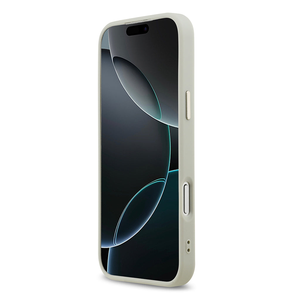 Apple iPhone 17 Pro Max Kılıf DKNY Orjinal Lisanslı M-safe Şarj Özellikli 3D Yazılı Checkered Pattern Kapak Bej