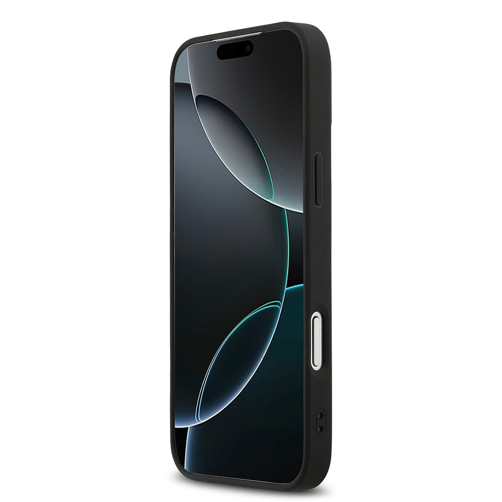 Apple iPhone 17 Pro Max Kılıf DKNY Orjinal Lisanslı M-safe Şarj Özellikli 3D Yazılı Grid Pattern Kapak Siyah