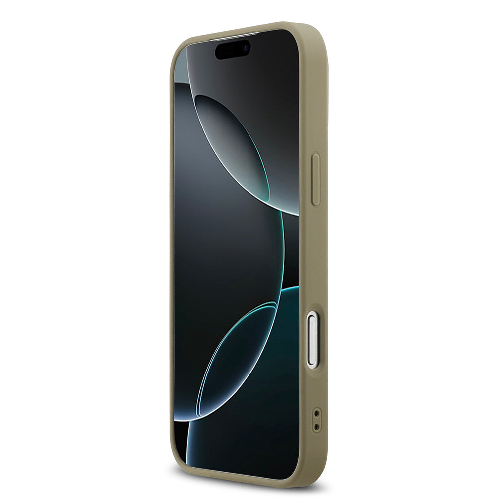 Apple iPhone 17 Pro Max Kılıf DKNY Orjinal Lisanslı M-safe Şarj Özellikli 3D Yazılı Grid Pattern Kapak Kahverengi