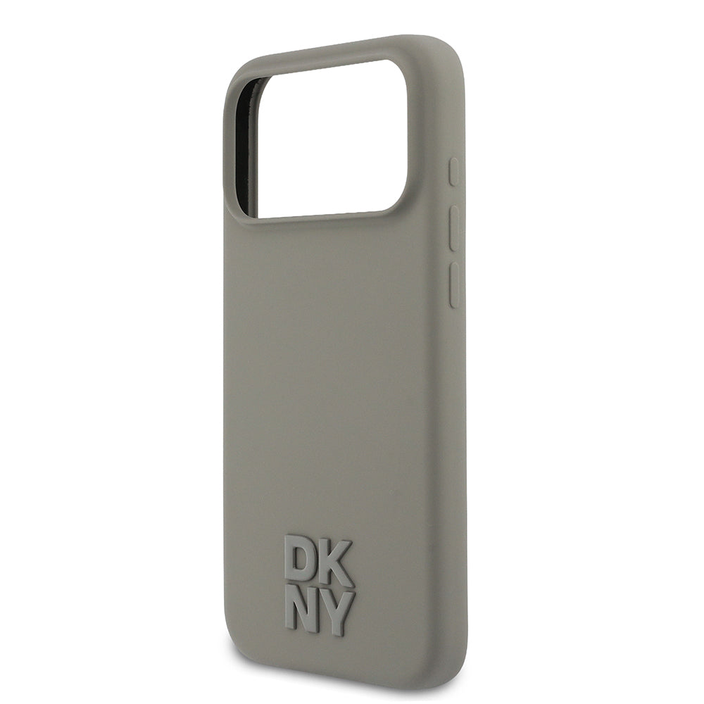 Apple iPhone 17 Pro Max Kılıf DKNY Orjinal Lisanslı M-safe Şarj Özellikli Metal Logolu Silikon Kapak Bej