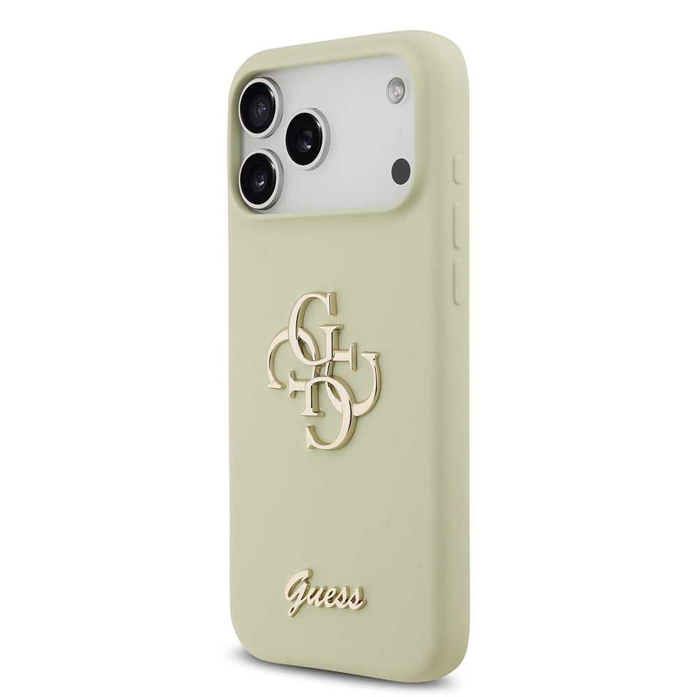 Apple iPhone 17 Pro Max Kılıf Guess Orjinal Lisanslı Grained Yazı Logolu Kapak Yeşil
