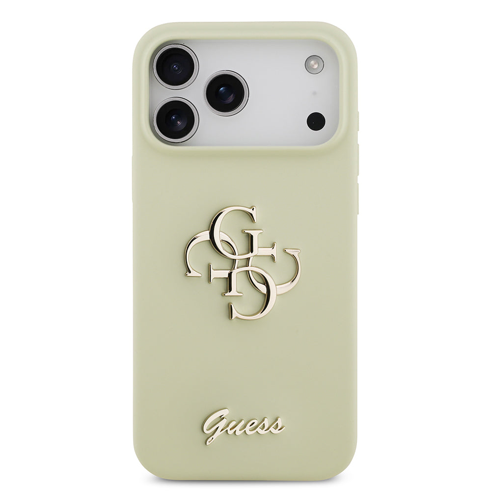 Apple iPhone 17 Pro Max Kılıf Guess Orjinal Lisanslı Grained Yazı Logolu Kapak Yeşil