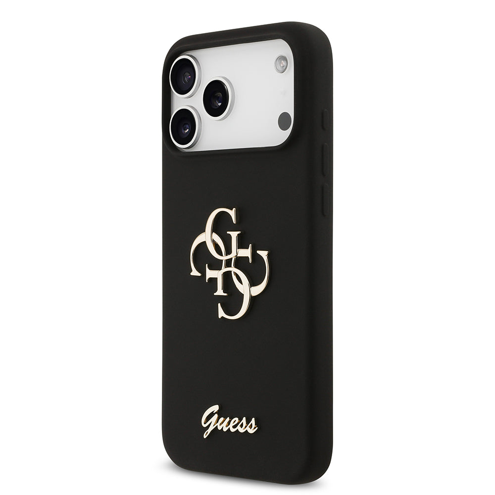 Apple iPhone 17 Pro Max Kılıf Guess Orjinal Lisanslı Grained Yazı Logolu Kapak Siyah