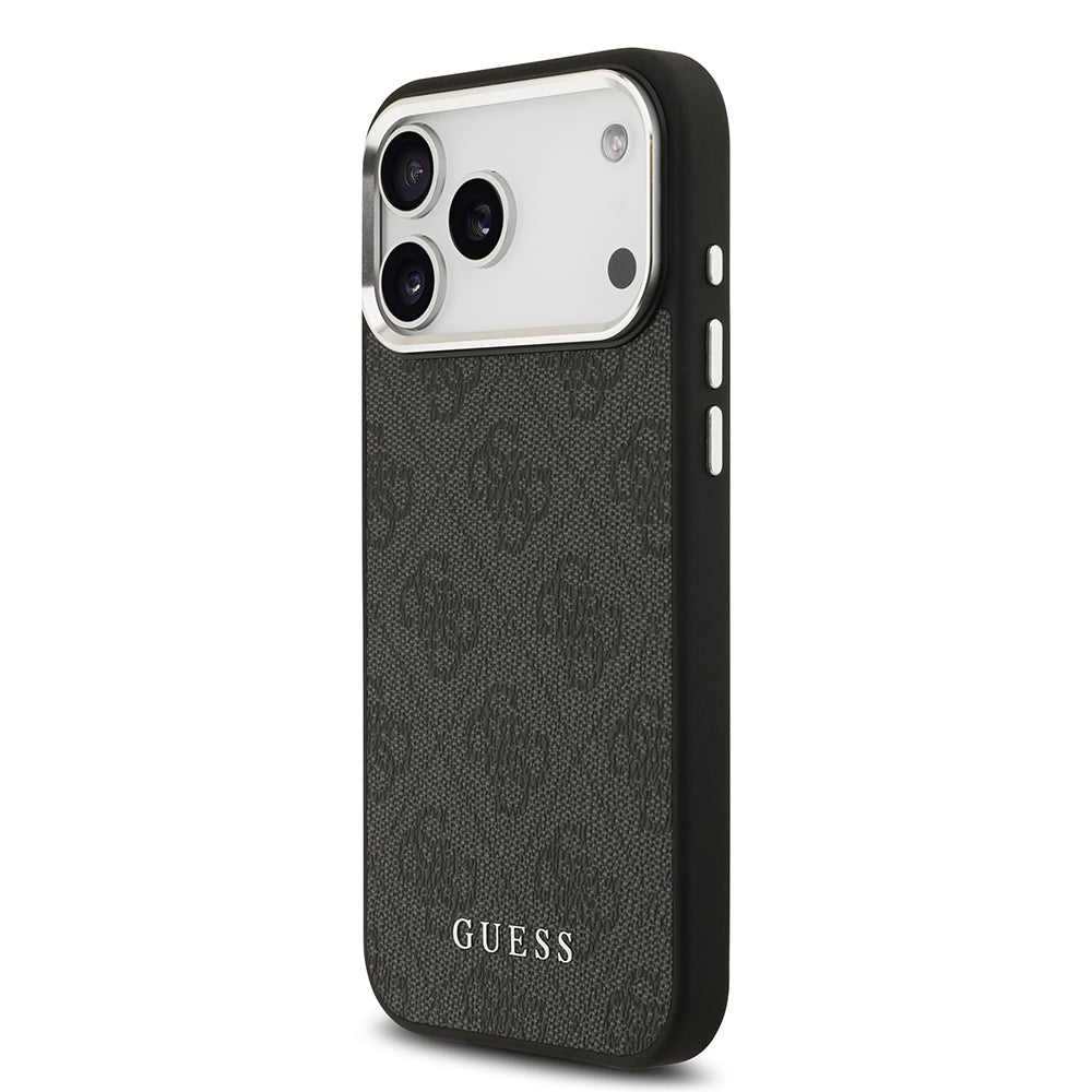 Apple iPhone 17 Pro Max Kılıf Guess Orjinal Lisanslı M-safe Şarj Özellikli 4G Klasik Yazı Logolu Kapak Siyah