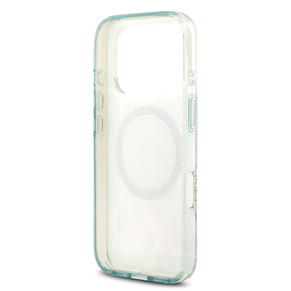 Apple iPhone 17 Pro Max Kılıf Guess Orjinal Lisanslı M-safe Şarj Özellikli Flower Tonal Circle Kapak Yeşil