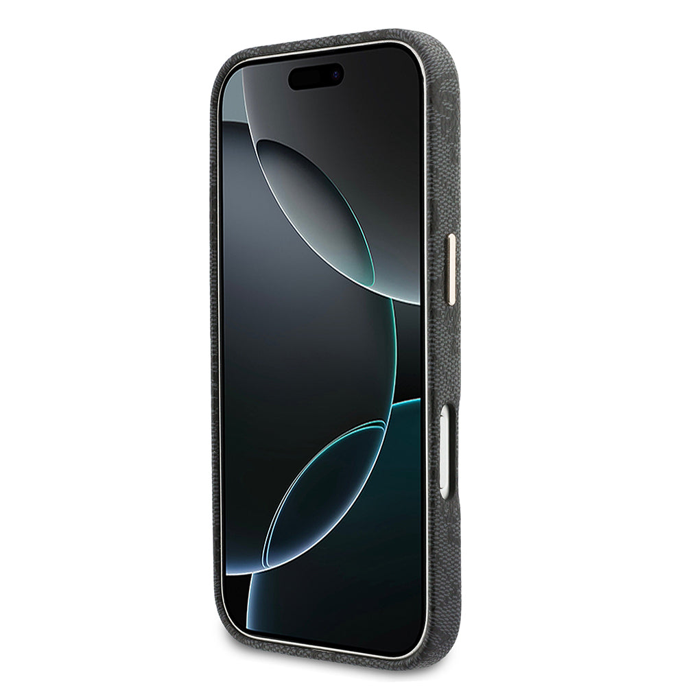 Apple iPhone 17 Pro Max Kılıf Guess Orjinal Lisanslı M-safe Şarj Özellikli Script Yazı Logolu 4G Desenli Kapak Siyah